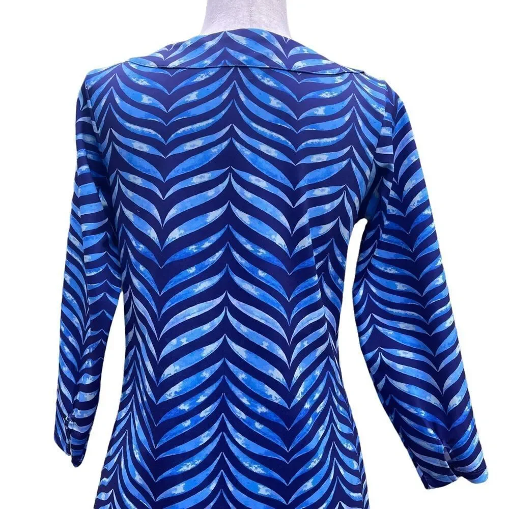 Chelsea Gunn Organic Blue Geometric Zebra Print Body Con Mini Dress